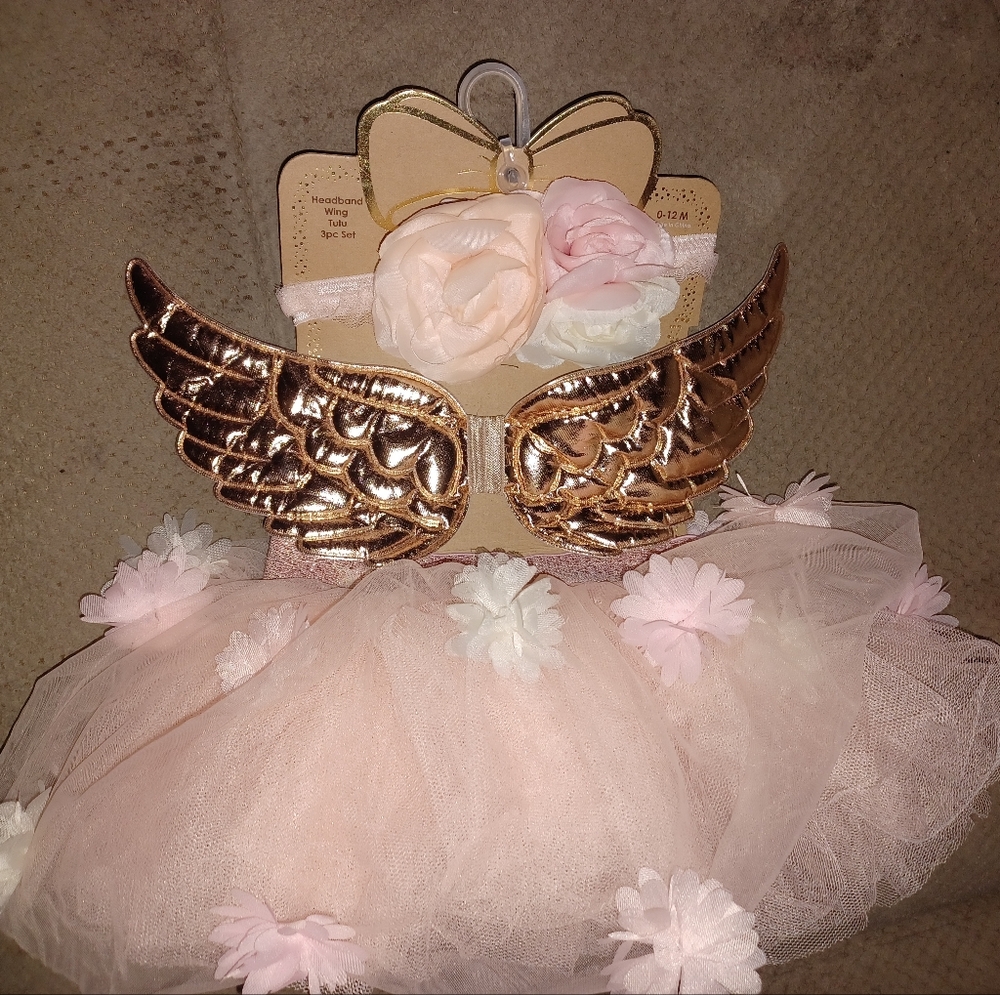 First Steps headband, wings and tutu set